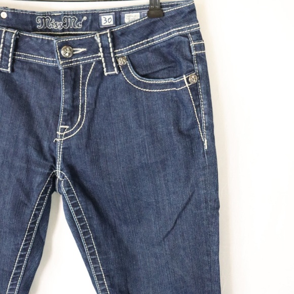 MISS ME Bootcut Jeans with contrast stitching, embroidered & rhinestones - Picture 5 of 14